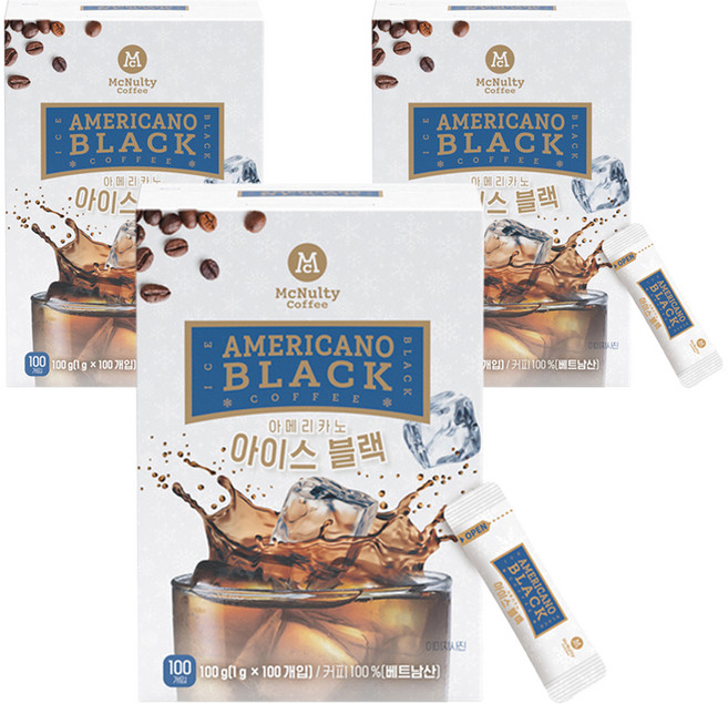 맥널티커피 아메리카노 아이스 블랙 커피믹스, 1g, 100개입, 3개