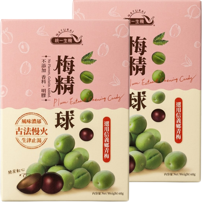 統一生機 梅精球, 60g, 2盒
