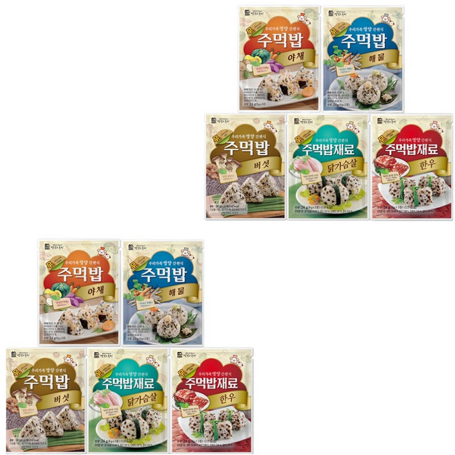 맛있는풍경 주먹밥 한우+닭가슴살+야채+해물+버섯 5종세트, 24g, 2세트