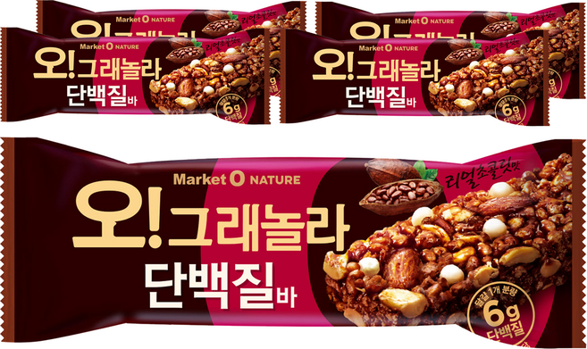 마켓오네이처 오 그래놀라 단백질바, 40g, 5개
