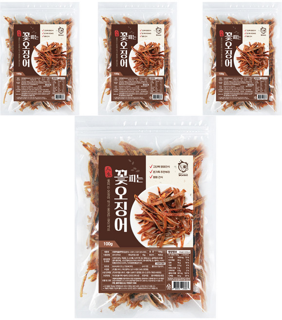 해야미 꽃피는 오징어, 100g, 4개