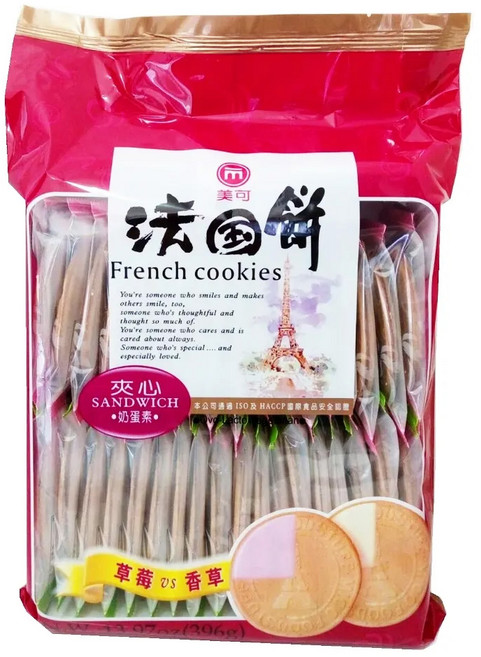 MICO Foodstuff 美可食品 法國餅二味夾心 草莓 + 香草口味, 396g, 1袋