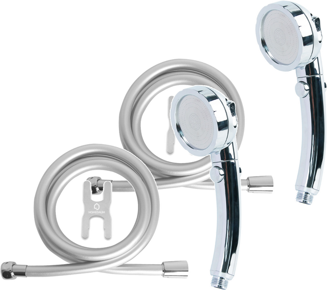 홈다움 3단 마사지 온오프 스토퍼 샤워기 + 안꼬이는 말랑이 PVC 샤워호스 1.5m, 2개, 혼합색상