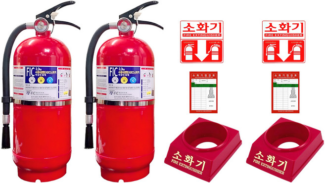 케이파이어 분말형 ABC 소화기 + 받침대 + 점검표 + 스티커 세트, 3.3kg, 2세트