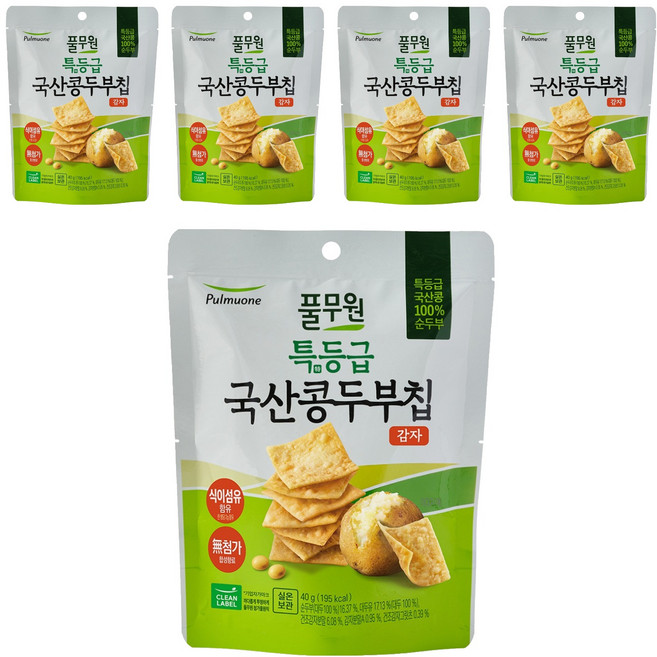Pulmuone 圃美多 特級黃豆豆腐薯片 馬鈴薯口味, 40g, 5個
