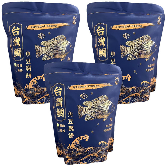正經人 台灣鯛魚豆腐餅 原味, 3包, 100g
