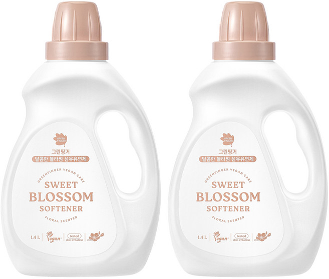 그린핑거 섬유유연제 플로럴 달콤한 블라썸 본품, 1.4L, 2개