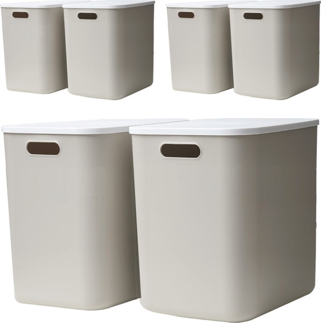 GAKYU 現代圓角生活收納箱, 灰色，XL(37 x 26 x 32 cm）, 6個