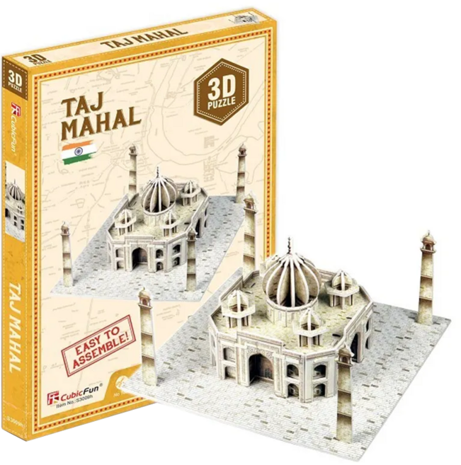 CubicFun 3D立體拼圖 容易組裝, 印度泰姬瑪哈陵 米色, 39片, 1盒