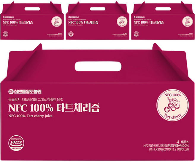 참앤들황토농원 NFC착즙 타트체리주스, 2.1L, 4개