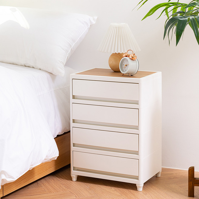 프랑코홈 콤팩트 서랍장 와이드 4단 350mm, 화이트, 1개