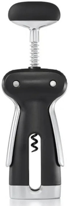 OXO 鋁箔切割螺旋開酒器 7.8 x 3.6 x 23cm 303g, 黑色 + 銀色, 1個