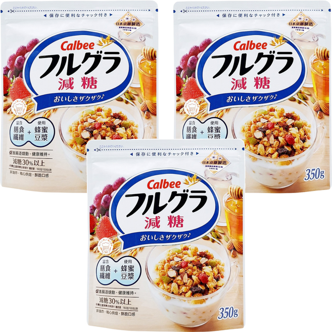Calbee 卡樂比 Frugra 富果樂 減糖麥片, 350g, 3包