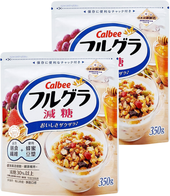 Calbee 卡樂比 Frugra 富果樂 減糖麥片, 350g, 2包