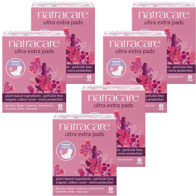 나트라케어 엑스트라 패드 생리대 날개형, 대형, 8개입, 6개