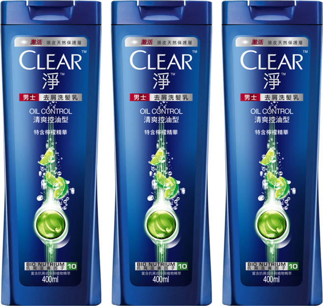 CLEAR 淨 去屑洗髮乳 清爽控油型, 400g, 3瓶