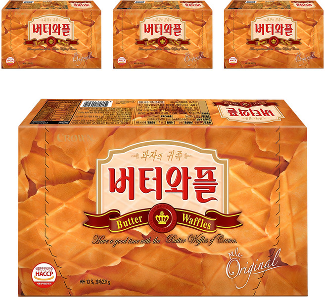 크라운 버터와플, 237g, 4개
