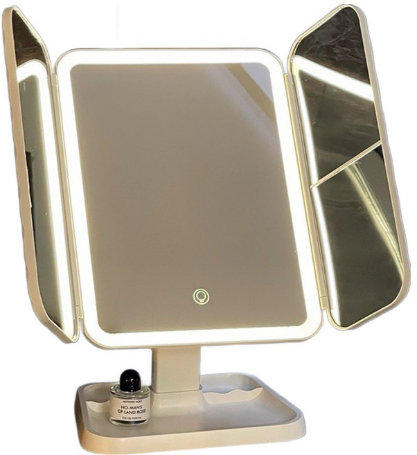 韓系LED化妝燈 充電款 32 x 18cm, 三色調光, 1個, 奶白色