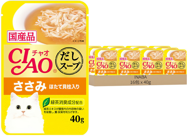 INABA CIAO 餐包, 雞肉 + 干貝, 40g, 16包