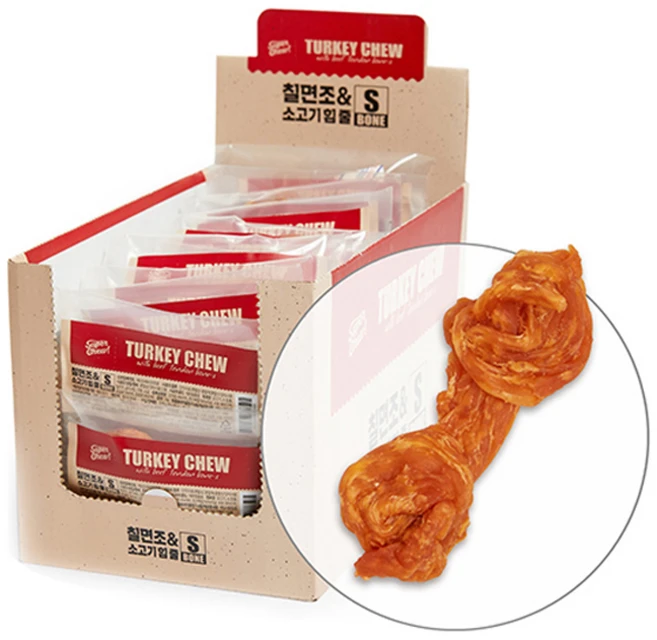 슈퍼츄 강아지 터키츄 건조간식 S, 본 혼합맛(칠면조/소고기), 13g, 20개 - 쿠팡