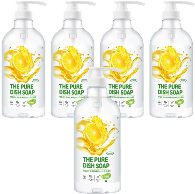 생활공식 순수한 베이킹소다 주방세제, 1000ml, 5개