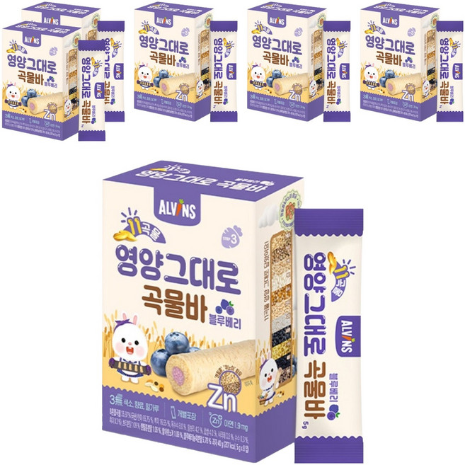엘빈즈 11곡물 영양그대로 곡물바, 블루베리맛, 40g, 6개