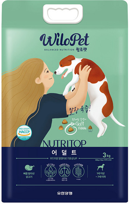 윌로펫 전연령 강아지 뉴트리탑 소프트 기능성 사료, 닭, 3kg, 1개