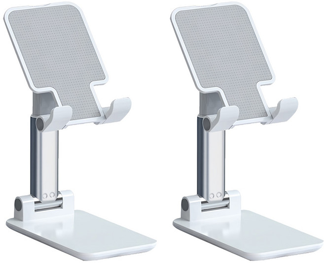 手機加重款支架 ABS+防滑矽膠+合金材質 穩固防晃動 可折疊/可升降, 珍珠白, 2個