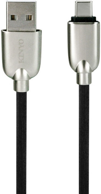 Kinyo USB A-Type-C U鋅條紋極速充電傳輸線 USB-C07 30g, 1.2m, 黑色, 1盒