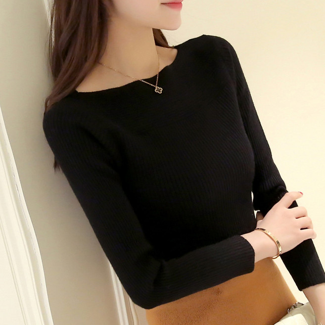 시크힐즈 여성용 아르든 보트넥 무지 슬림 니트 12061