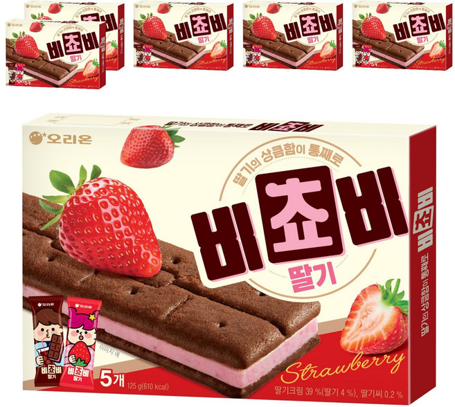 오리온 비쵸비 딸기, 125g, 6개