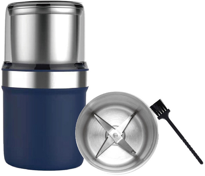 【gaarii】雙鋼杯 可拆卸清洗 研磨機 304不鏽鋼 咖啡磨豆機 中藥材磨粉機 磨粉機 磨豆機 研磨機(2入鋼杯)-藍色, 1入, M200B