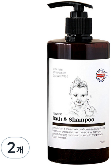 페르바도 바스앤샴푸 아기 올인원 클렌저 대용량, 500ml, 2개