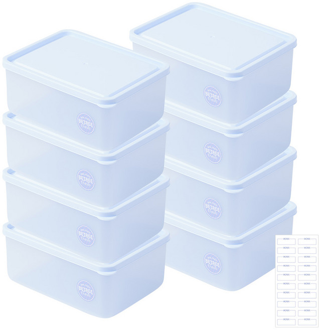 비트리프레시 냉동실 정리 용기 1.0L+라벨지 1장, 1개입, 8개