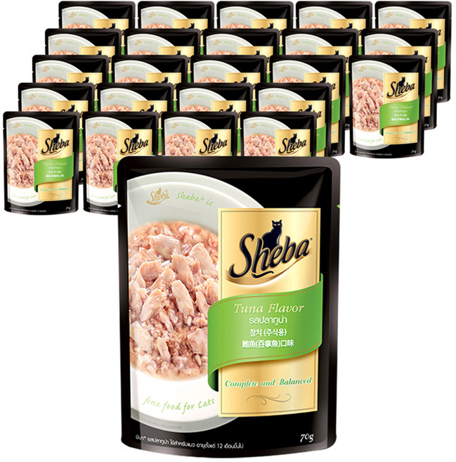 쉬바 1세 이상 고양이 주식 파우치, 참치, 70g, 24개