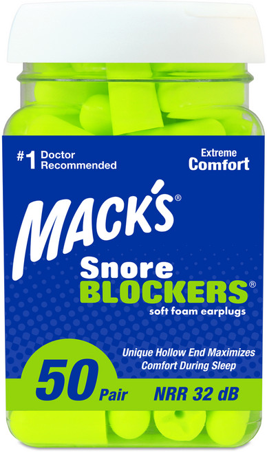 Macks 스노어블락커 소음방지 이어플러그 다용도 수면 귀마개, 1개, 50쌍