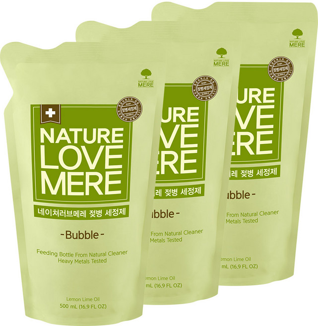 네이쳐러브메레 거품 리필 젖병세정제 레몬향, 500ml, 3개