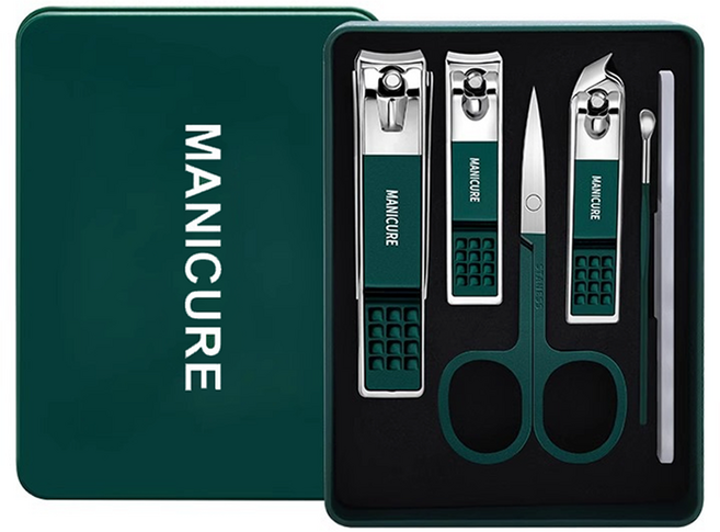 살림쏙 휴대용 발톱 손톱깍이 6종 세트, 1세트, 그린