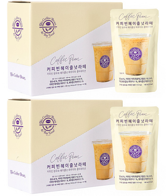 The Coffee Bean 榛果拿鐵袋裝優質液態咖啡, 190ml, 20個