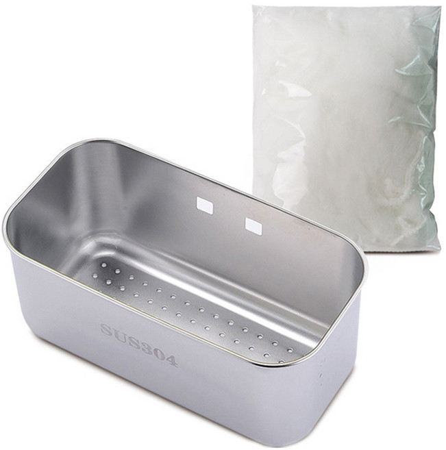 마켓플랜 스텐304 음식물 정리바스켓 사각형 + 거름망 100p 블랙, 실버, 1개