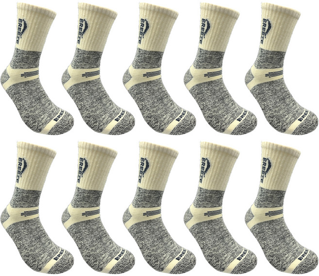 브리즈 남성용 장목 등산양말, 아이보리, 10개