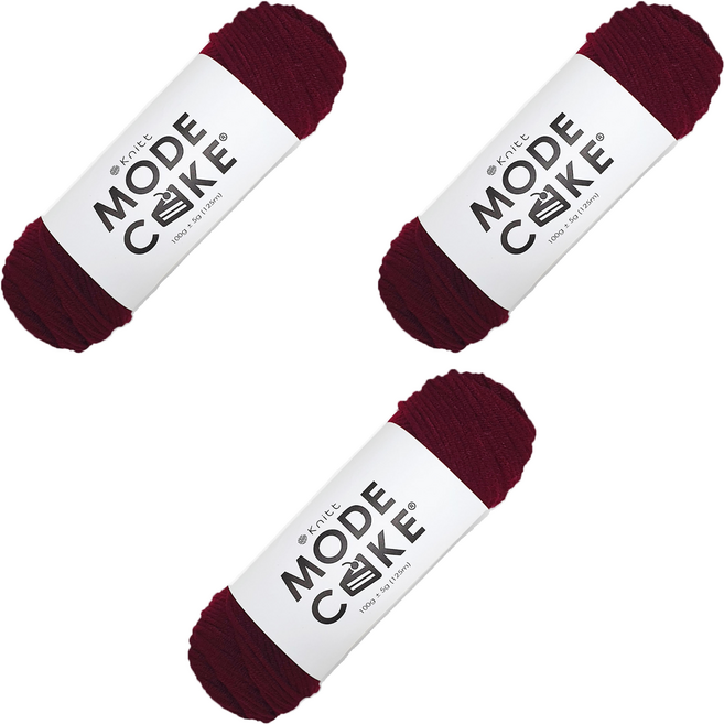 Knitt Mode蛋糕線 100g, 10 酒紅色, 3個