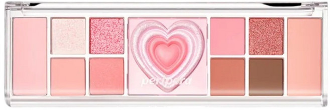 PERIPERA 10+1愛心眼影調色盤 01甜心粉 腮紅高光三合一, 1個