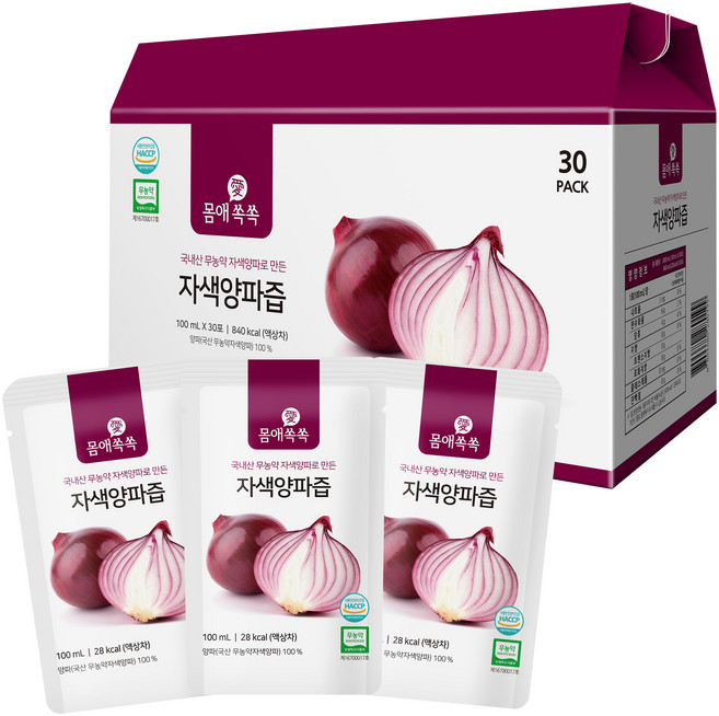 몸애쏙쏙 무농약 자색양파즙 30p, 1개, 3L
