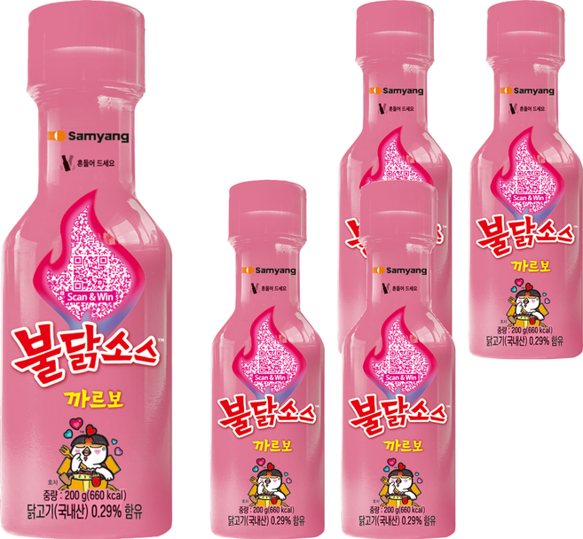 Samyang Foods 三養 火辣雞肉奶油白醬風味辣醬, 200g, 5瓶