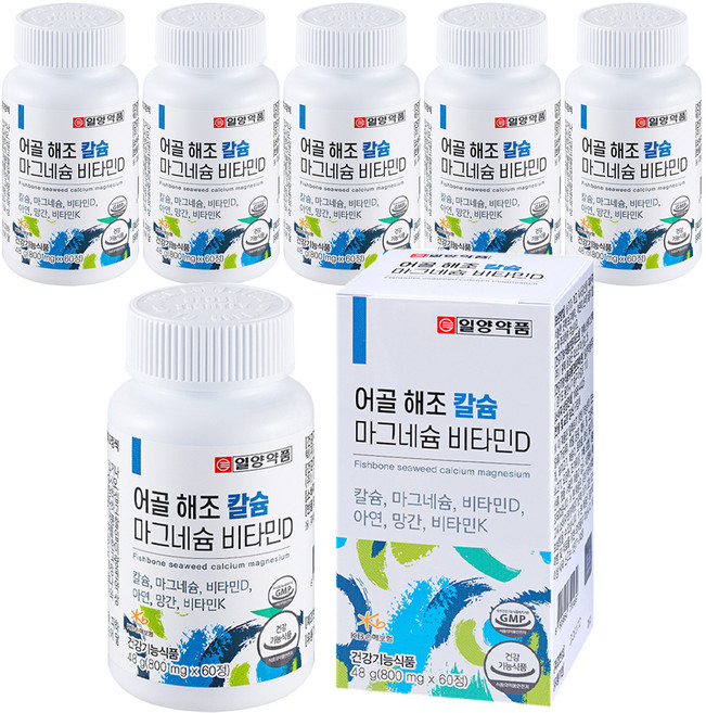 일양약품 어골 해조 칼슘 마그네슘 비타민D 비타민K, 48g, 6개