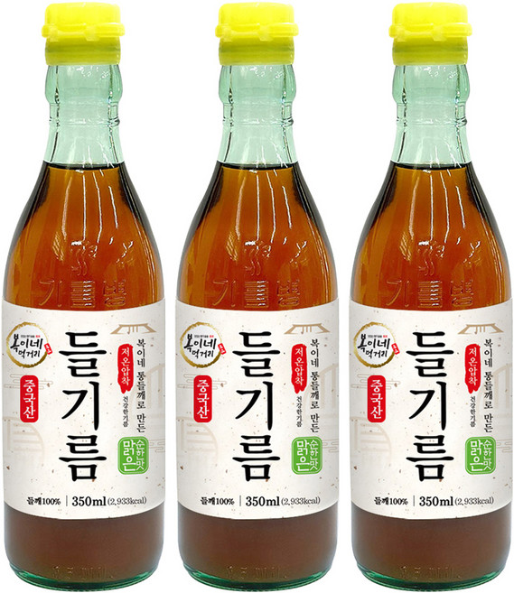 복이네먹거리 통들깨로 만든 저온압착 순한맛 맑은 들기름, 350ml, 3개