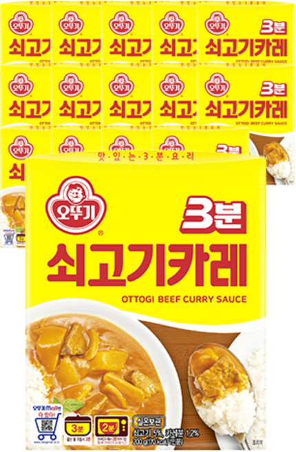 오뚜기3분 쇠고기카레, 200g, 15개