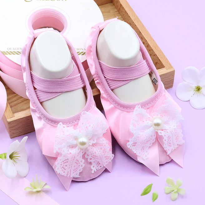 주)비단길 아동용 바린 새틴 레어어리본 밴딩 발레슈즈