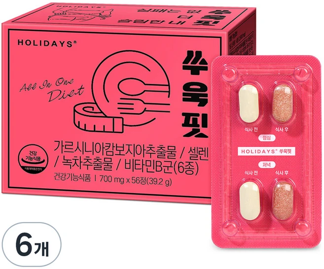 홀리데이즈 쑤욱핏, 56정, 6개 - 쿠팡